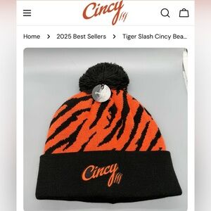 Cincy Hats Bengals Stripe Beanie - Black and Orange. OS